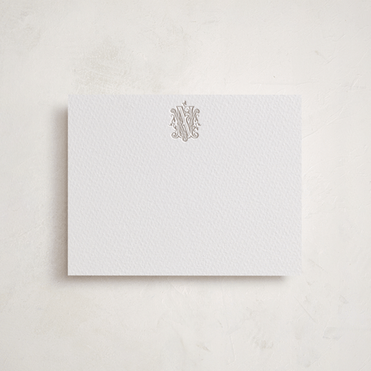 "classically" - Personalized Stationery Cards in Dove Grey by Jenna Holcomb - Front