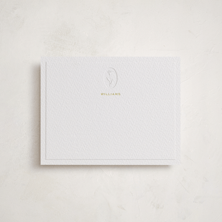 "Calia" - Personalized Stationery Cards in Chartreuse | Blind Deboss by Ani Somi - Front