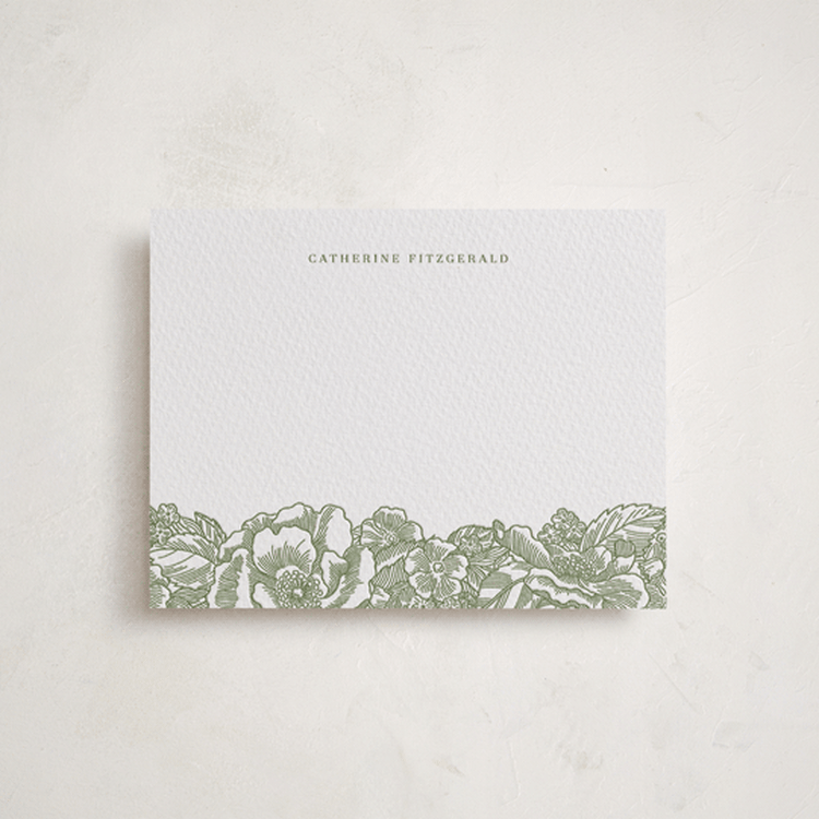 "flower garden" - Personalized Stationery Cards in Olive by Brandy Folse - Front