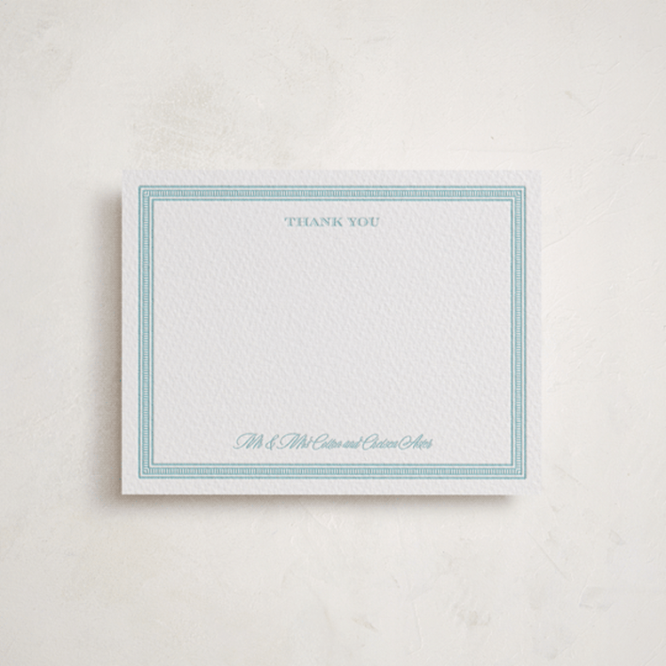 "Grosgrain Border" - Personalized Stationery Cards in Robin's Egg by Jenna Holcomb - Front