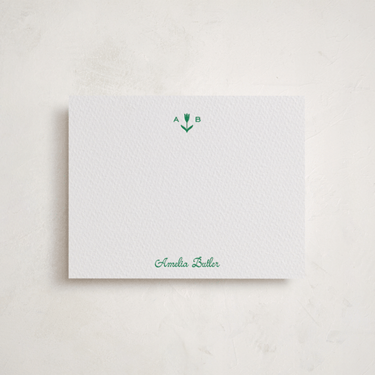 "Malibu" - Personalized Stationery Cards in Emerald by Ani Somi - Front
