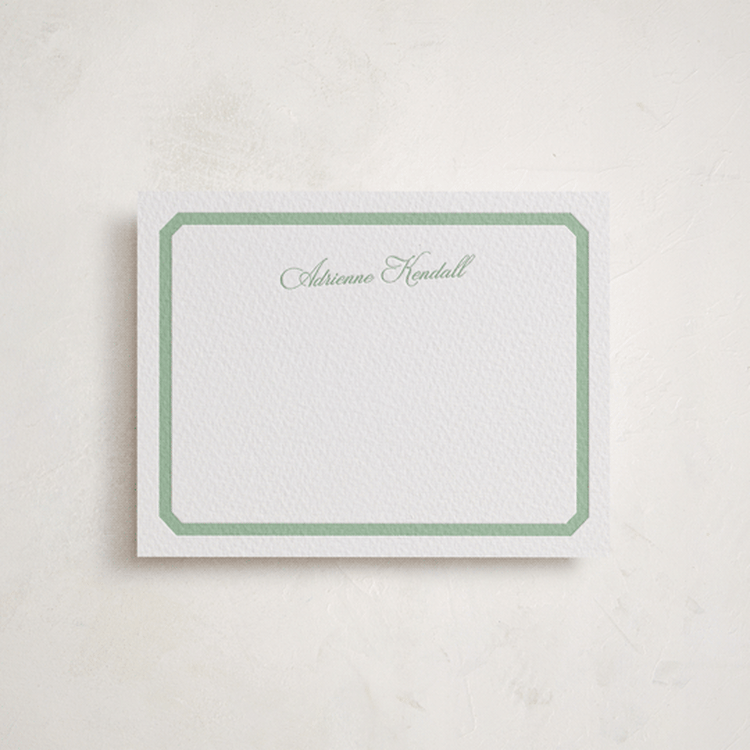 "Bevel" - Personalized Stationery Cards in Lichen by Blustery August - Front