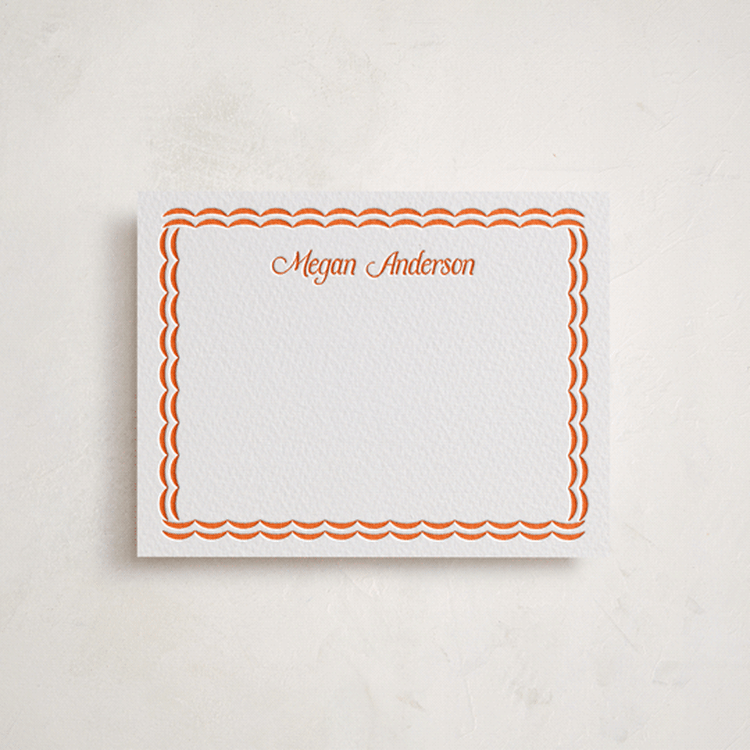 "Curve Border" - Personalized Stationery Cards in Grapefruit by Cass Loh - Front