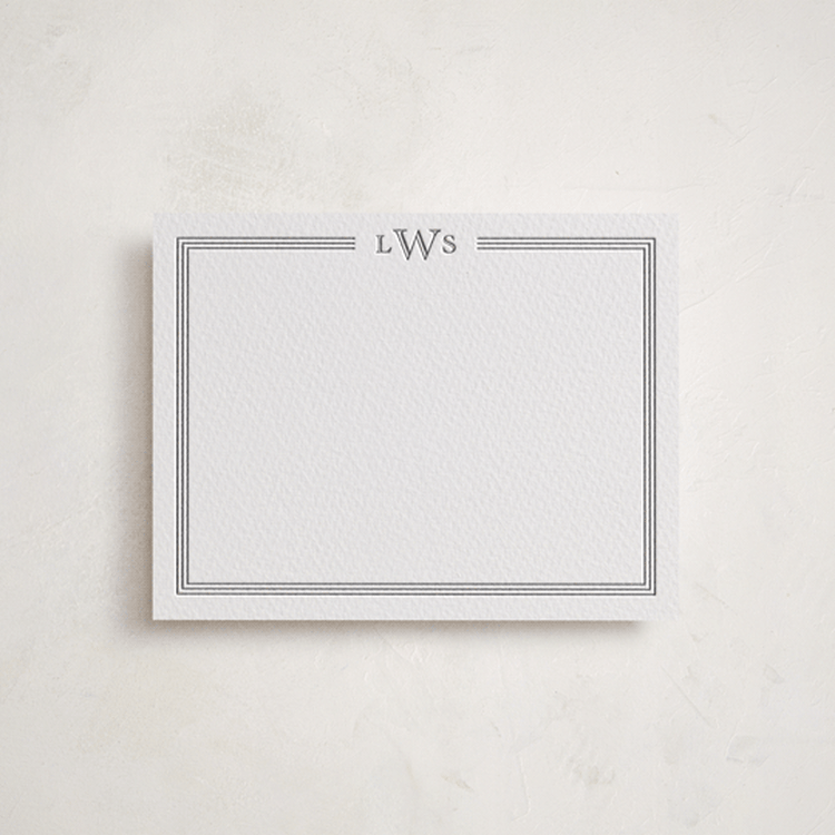 "Triple Engraved" - Personalized Stationery Cards in Granite by Carolyn MacLaren - Front