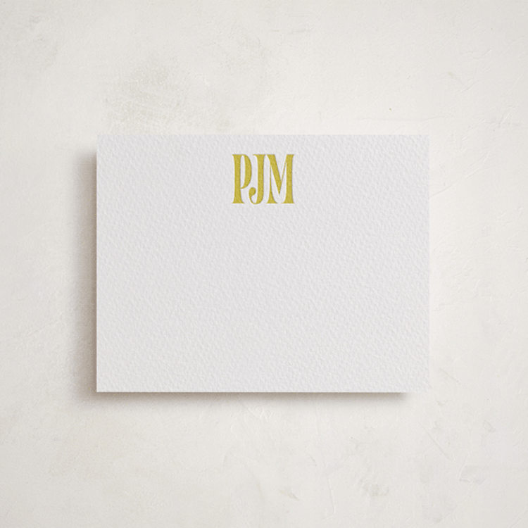 "Closely Set" - Personalized Stationery Cards in Chartreuse by Kercia Jane - Front