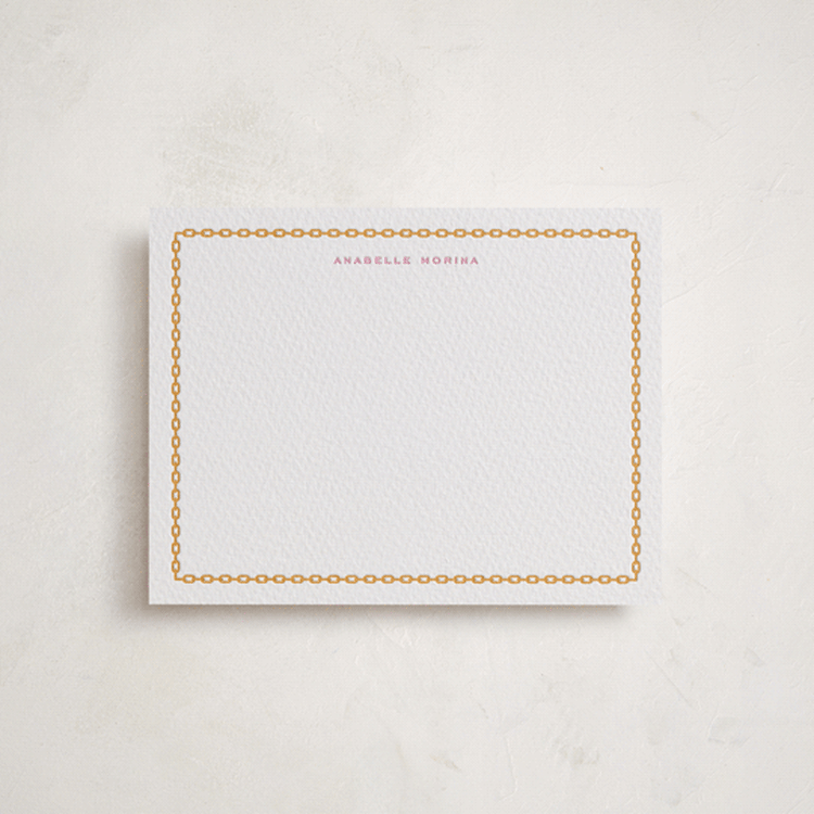 "Link" - Personalized Stationery Cards in Saffron by Pati Cascino - Front