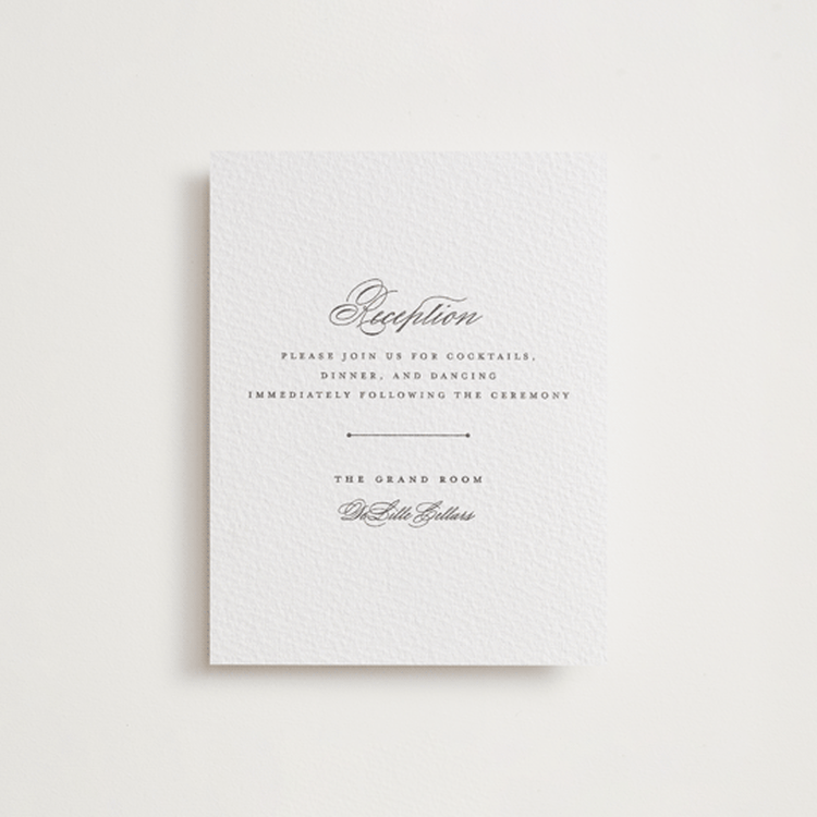 "classic composition" - Letterpress Reception Cards in Soft Black by Olivia Raufman - Front
