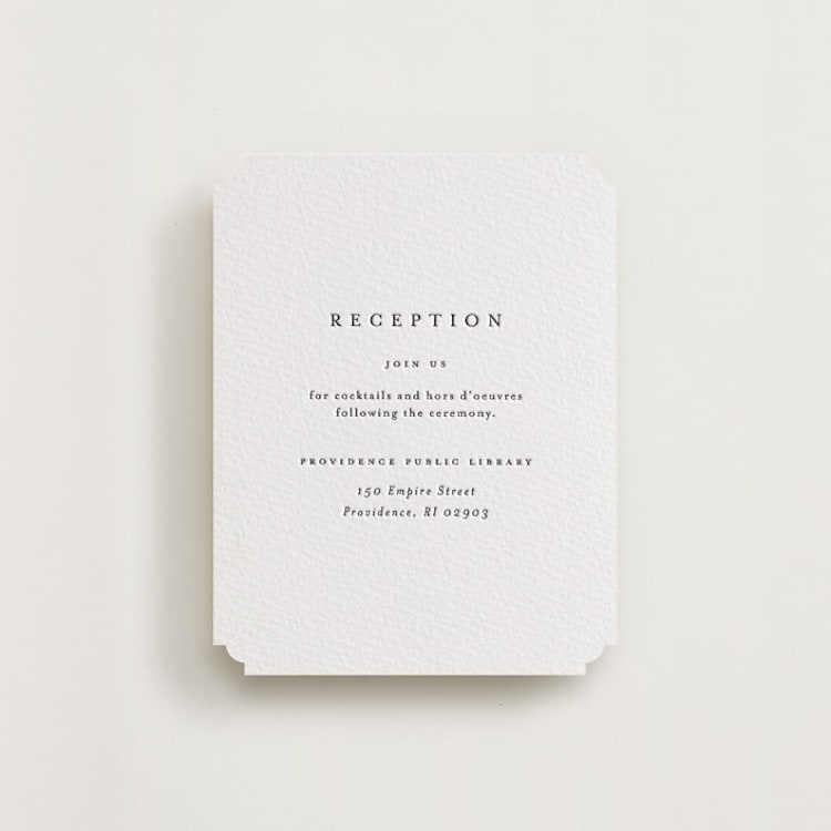 "A Thousand Years" - Letterpress Reception Cards in Soft Black by Design Lotus - Front