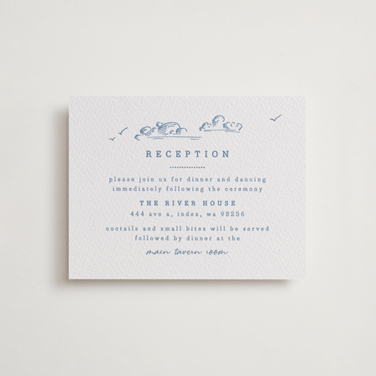 "fresh air" - Letterpress Reception Cards in Pacific Blue by Anastasia Makarova - Front