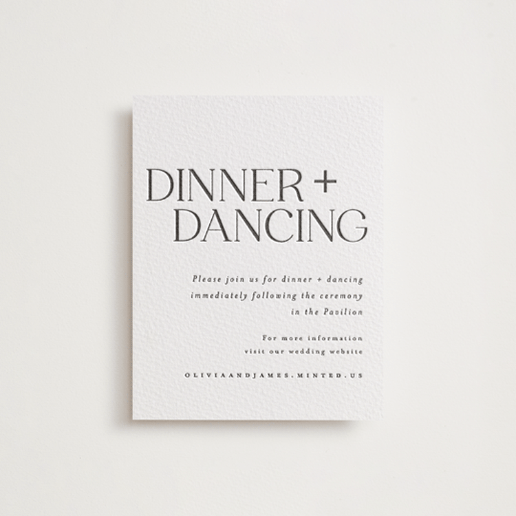"Bold Names" - Letterpress Reception Cards in Soft Black by Vera Lim - Front