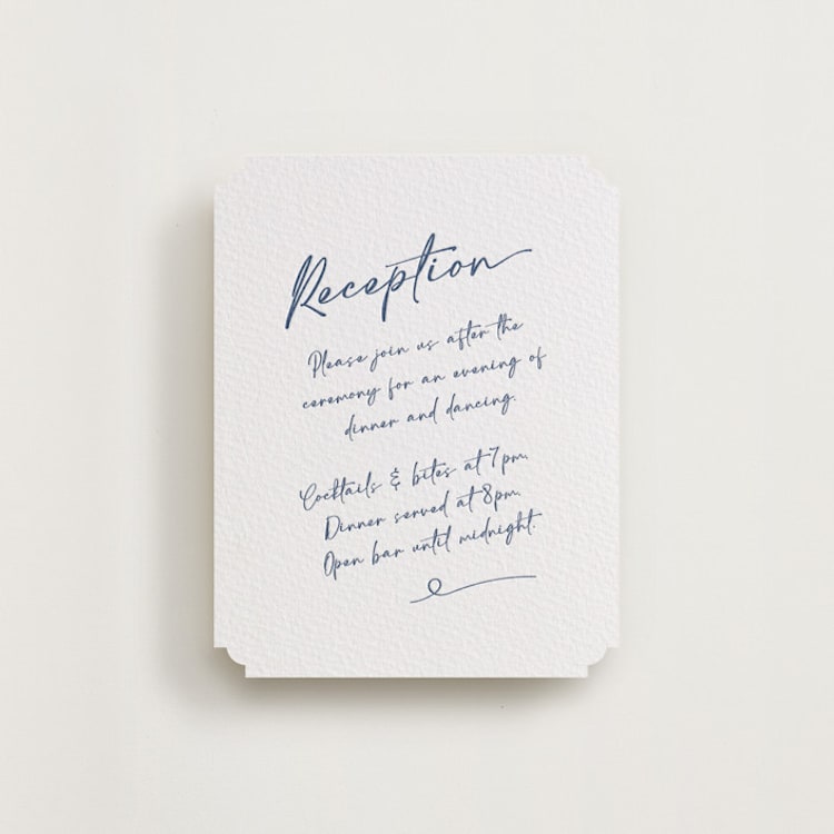 "Ink scribble" - Letterpress Reception Cards in Blueberry by Adelyn T. - Front
