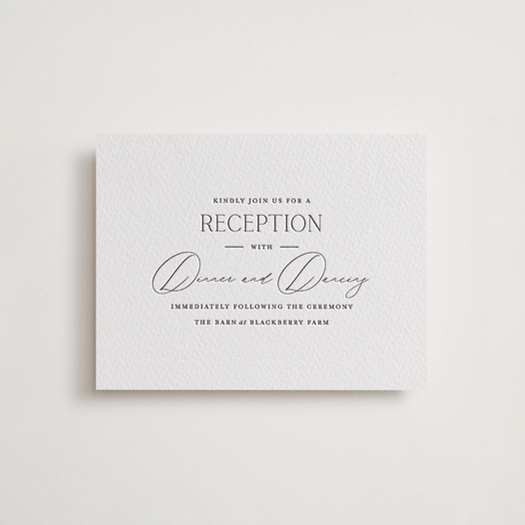 "Perennial" - Letterpress Reception Cards in Soft Black by Oscar and Emma - Karly Depew - Front