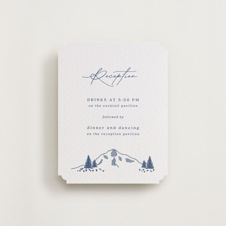 "Arête" - Letterpress Reception Cards in Blueberry by Olivia Raufman - Front