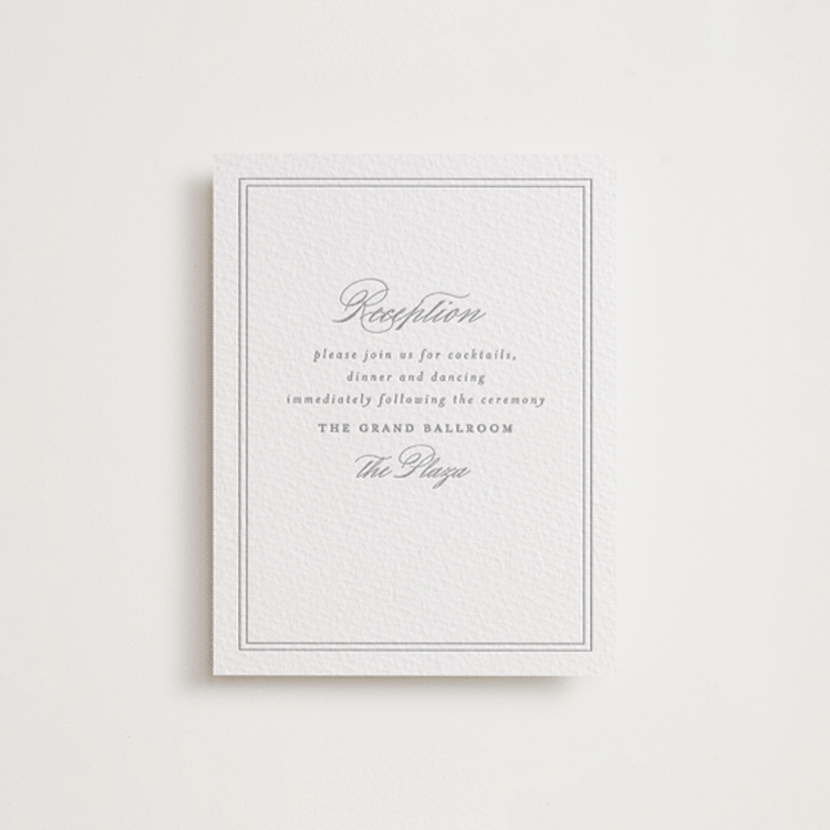 "Monogrammed eternity" - Letterpress Reception Cards in Granite by Creo Study - Front