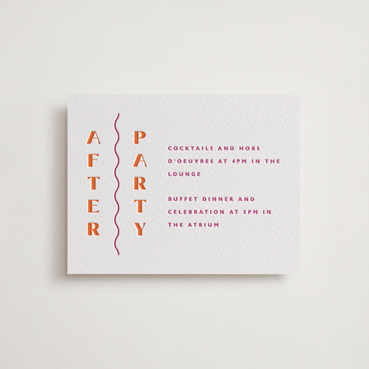 "Tanti Baci" - Letterpress Reception Cards in Flamingo by Olivia Raufman - Front