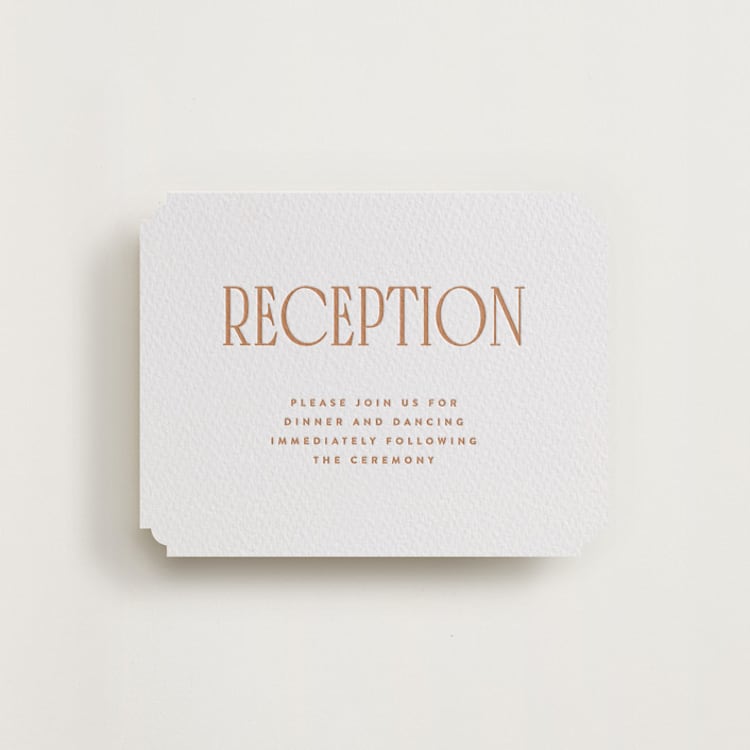 "title" - Letterpress Reception Cards in Sandstone by JoAnn Jinks - Front
