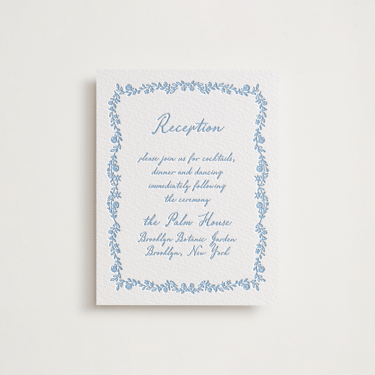 "Garden romance" - Letterpress Reception Cards in Robin's Egg by Creo Study - Front