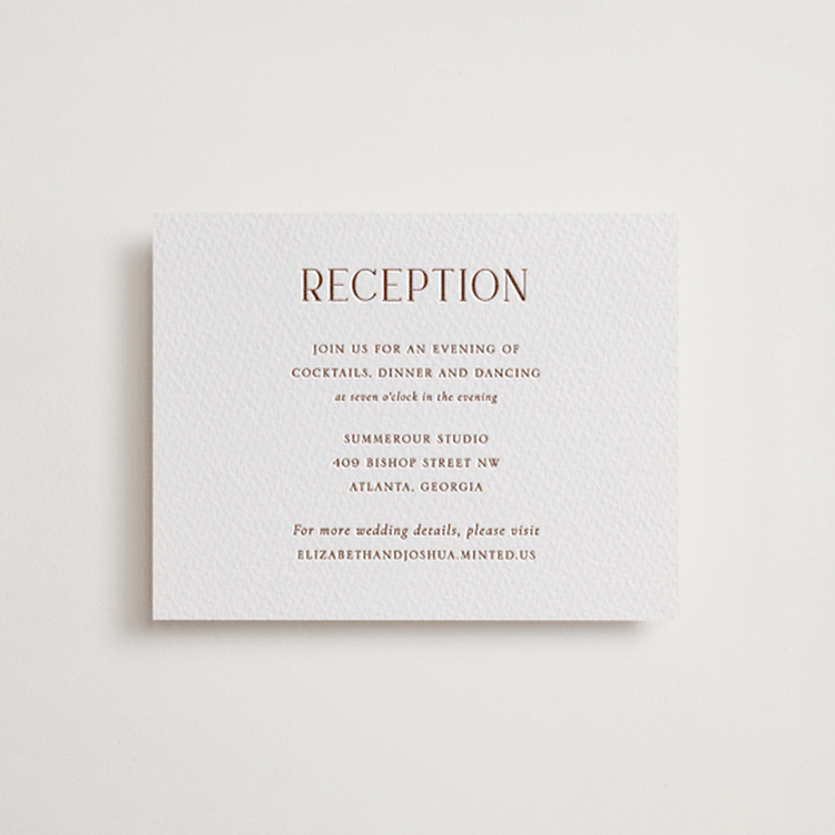 "chic" - Letterpress Reception Cards in Burnt Sienna by Vanessa Doyle - Front