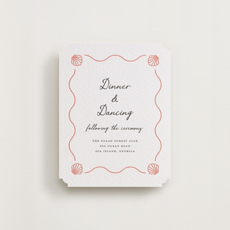 "Ocean Love" - Letterpress Reception Cards in Paloma | Soft Black by Alston Foster - Front