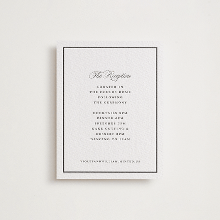 "The Day" - Letterpress Reception Cards in Soft Black by mo kelley - Front