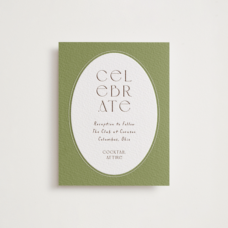 "la graine" - Letterpress Reception Cards in Burnt Sienna by Alaina Cherup - Front