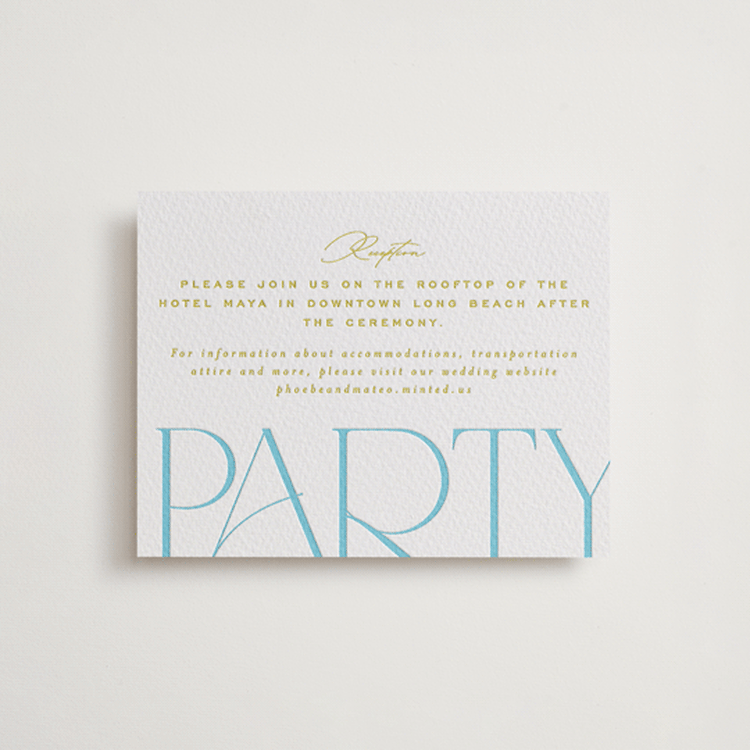 "Numerical" - Letterpress Reception Cards in Robin's Egg by Owl and Toad - Front