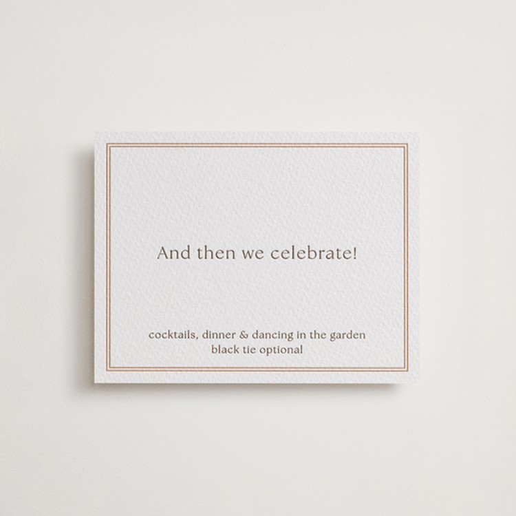 "Perriand" - Letterpress Reception Cards in Cacao Bean by Megan Davis - Front