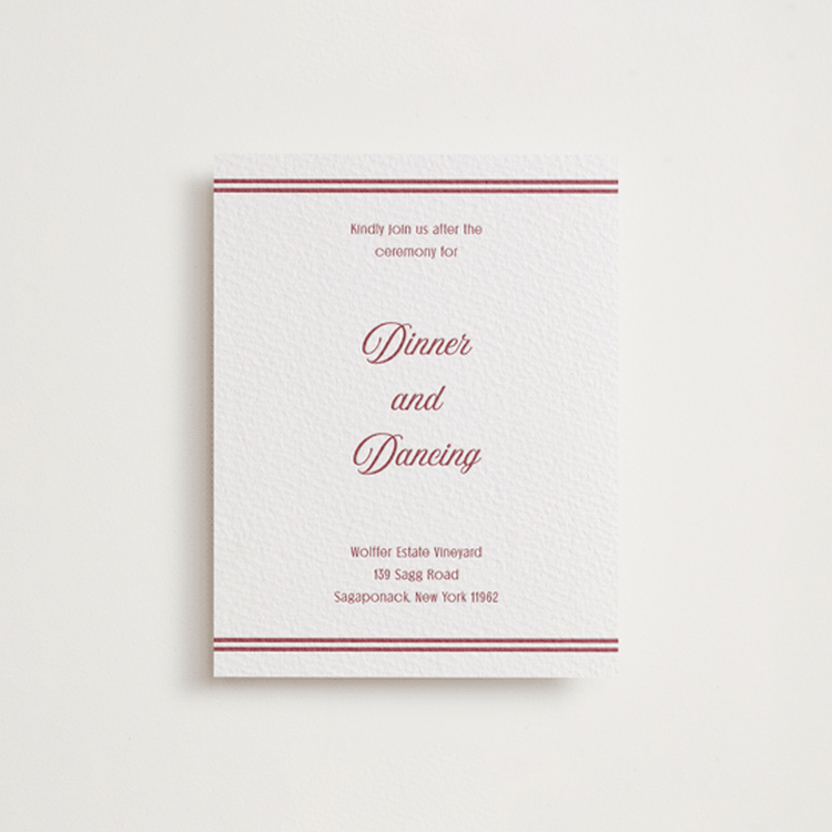 "Ritzy" - Letterpress Reception Cards in Maraschino by Nicoletta Savod - Front