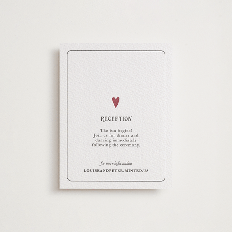"Red Hearts" - Letterpress Reception Cards in Maraschino | Soft Black by Helena Vitto - Front
