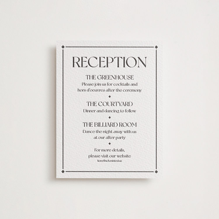 "Trés Chic" - Letterpress Reception Cards in Soft Black | Graphite by Julia Liverton - Front