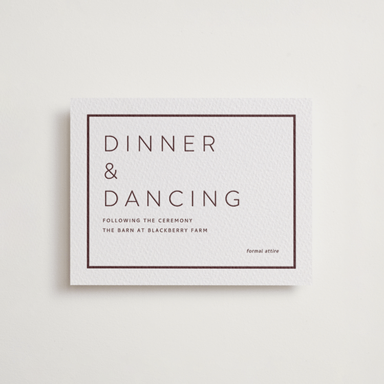 "Kismet" - Letterpress Reception Cards in Clove by Alston Foster - Front