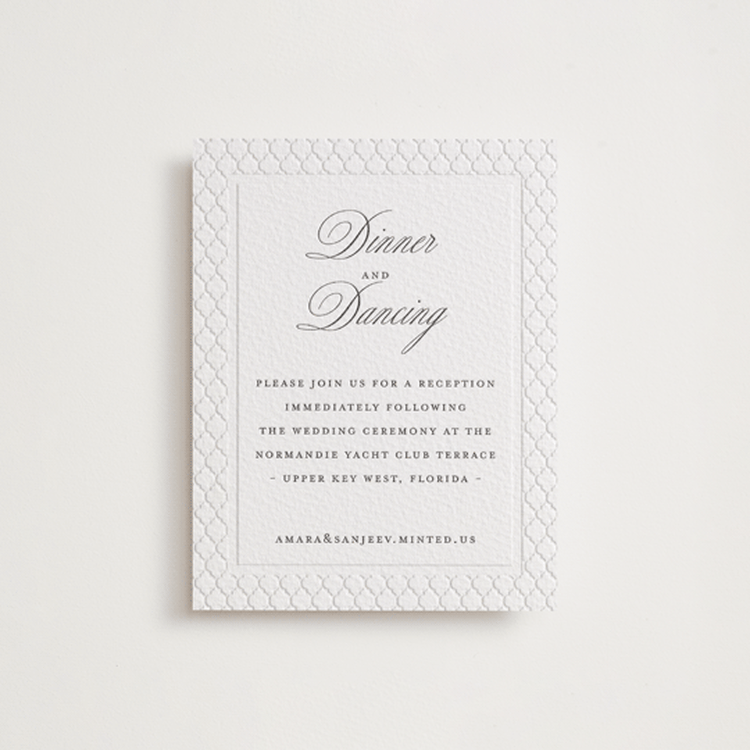 "Kamal" - Letterpress Reception Cards in Soft Black by Oma N. Ramkhelawan - Front