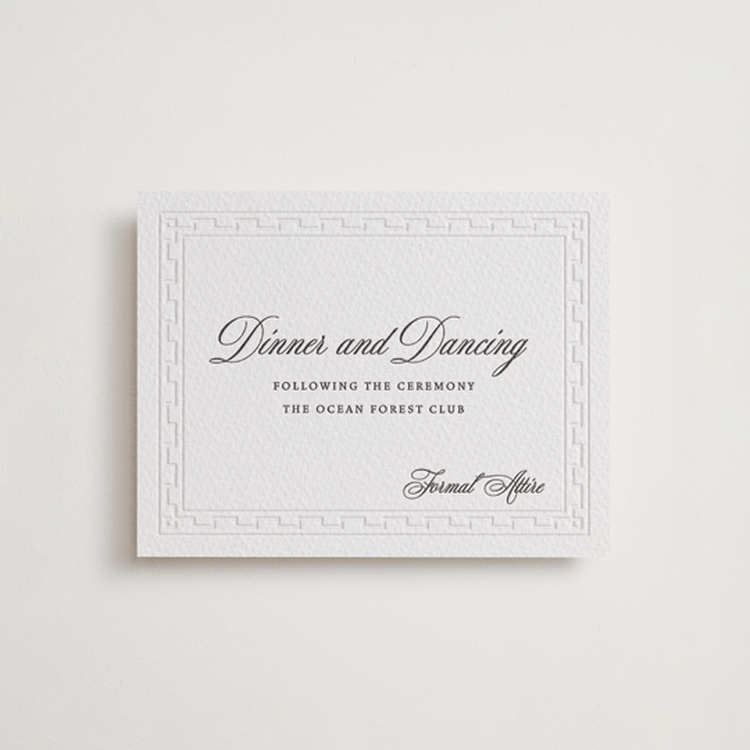 "Infinite" - Letterpress Reception Cards in Soft Black | Blind Deboss by Alston Foster - Front