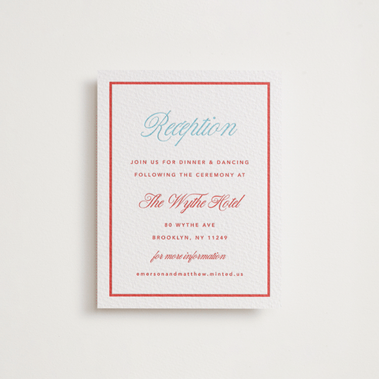 "Charm" - Letterpress Reception Cards in Ruby | Vista by Kelly Watkins - Front
