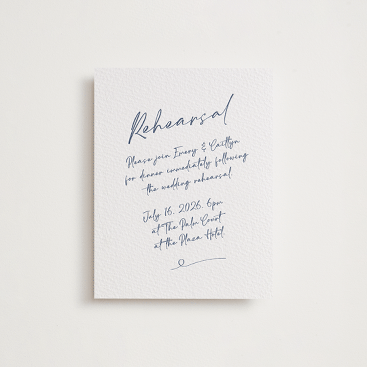 "Ink scribble" - Letterpress Rehearsal Dinner Cards in Blueberry by Adelyn T. - Front