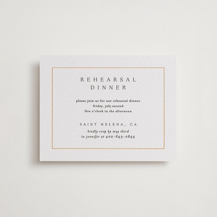 "Framed Monogram" - Letterpress Rehearsal Dinner Cards in Saffron by Kelly Schmidt - Front