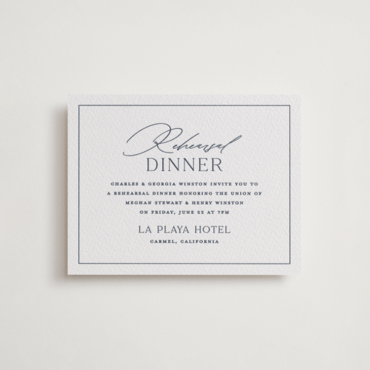 "Hummingbird Botanicals" - Letterpress Rehearsal Dinner Cards in Night Sky by Erin Deegan - Front