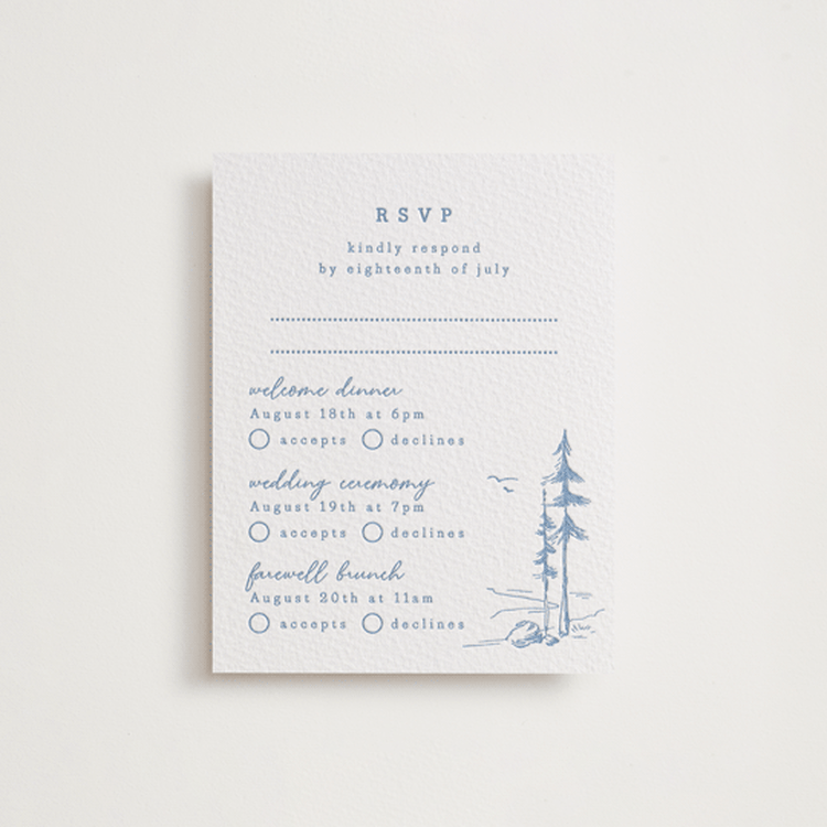"fresh air" - Letterpress Multi-Event RSVP Cards in Pacific Blue by Anastasia Makarova - Front