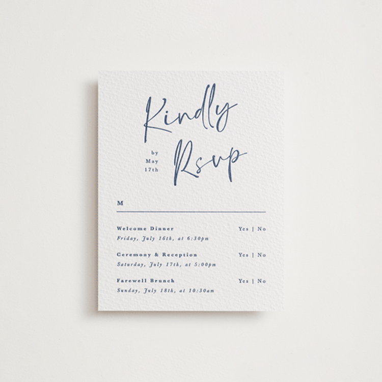 "Ink scribble" - Letterpress Multi-Event RSVP Cards in Blueberry by Adelyn T. - Front