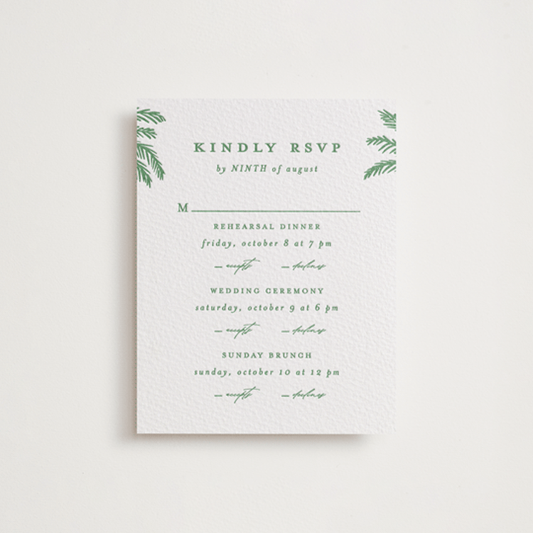 "Iconic" - Letterpress Multi-Event RSVP Cards in Fern by Creo Study - Front