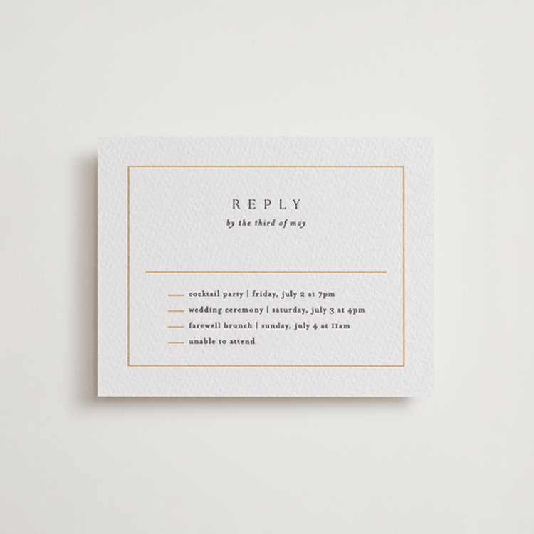 "Framed Monogram" - Letterpress Multi-Event RSVP Cards in Saffron by Kelly Schmidt - Front