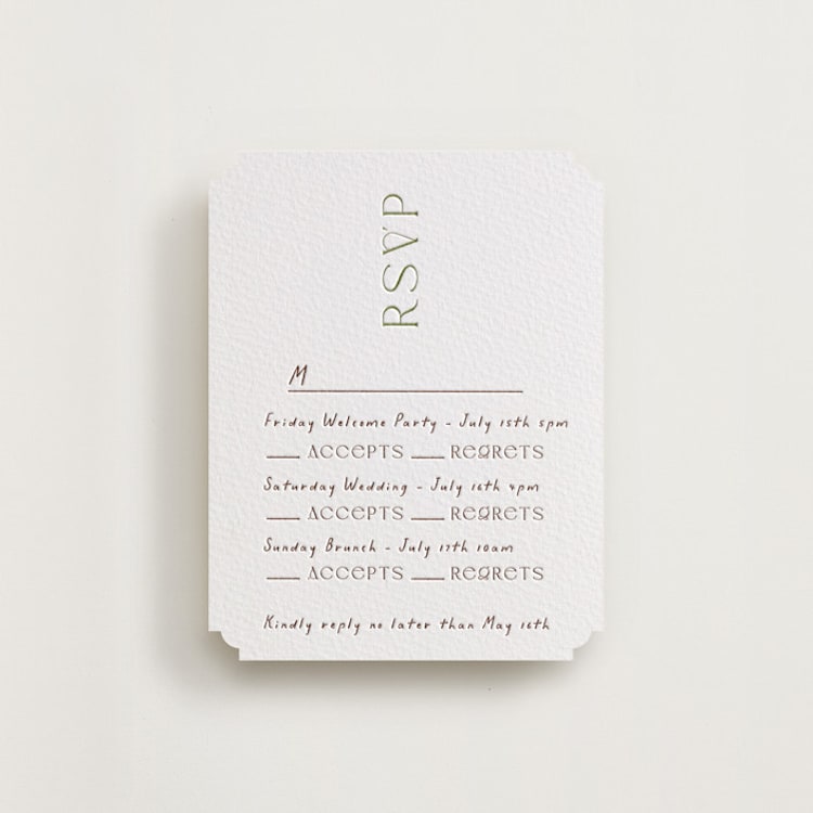 "la graine" - Letterpress Multi-Event RSVP Cards in Burnt Sienna by Alaina Cherup - Front