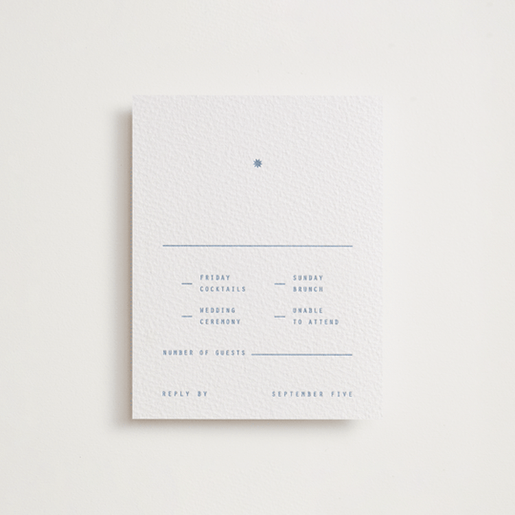 "Cheers" - Letterpress Multi-Event RSVP Cards in Pacific Blue by Blustery August - Front