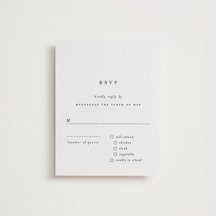 "A Thousand Years" - Letterpress RSVP Cards in Soft Black by Design Lotus - Front