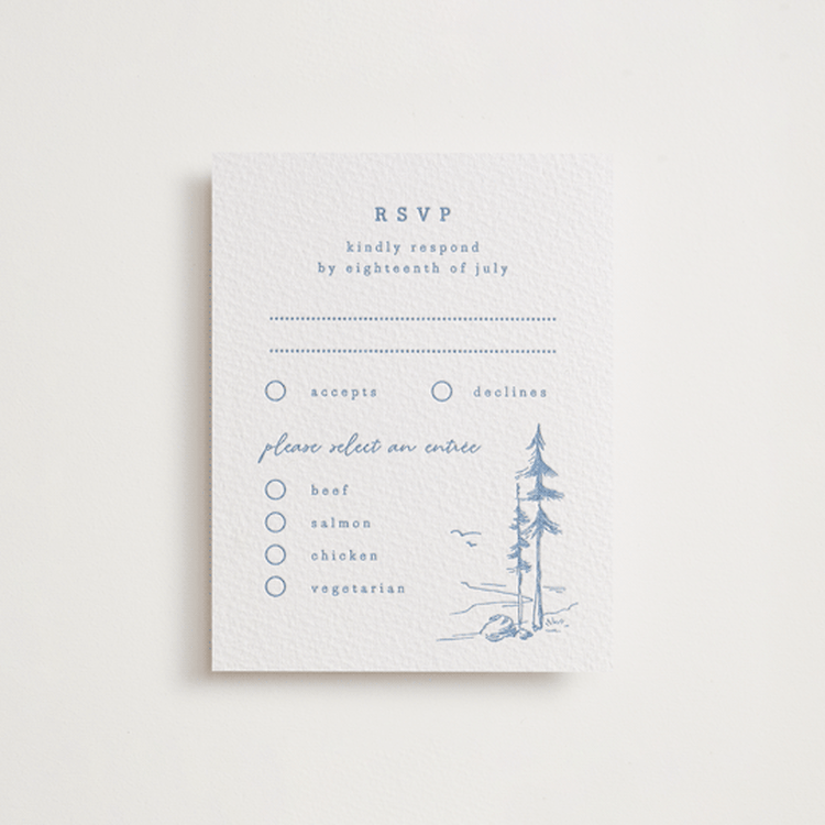 "fresh air" - Letterpress RSVP Cards in Pacific Blue by Anastasia Makarova - Front