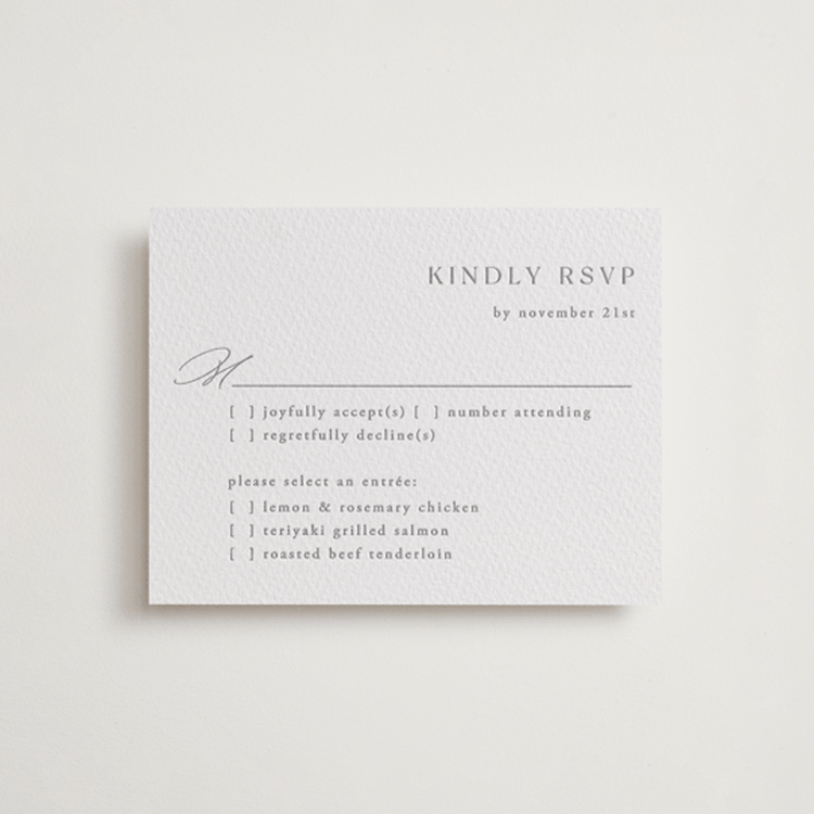 "Warm Winds" - Letterpress RSVP Cards in Granite by Janean Hinger - Front
