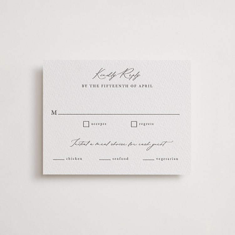 "Mountainview" - Letterpress RSVP Cards in Graphite by Sarah Brown - Front