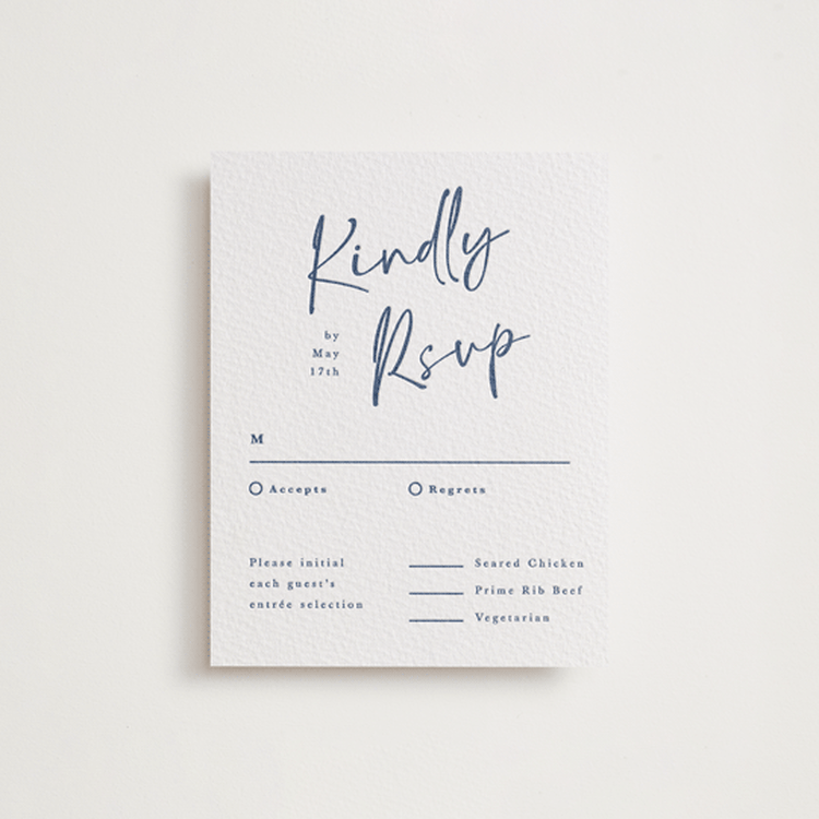 "Ink scribble" - Letterpress RSVP Cards in Blueberry by Adelyn T. - Front