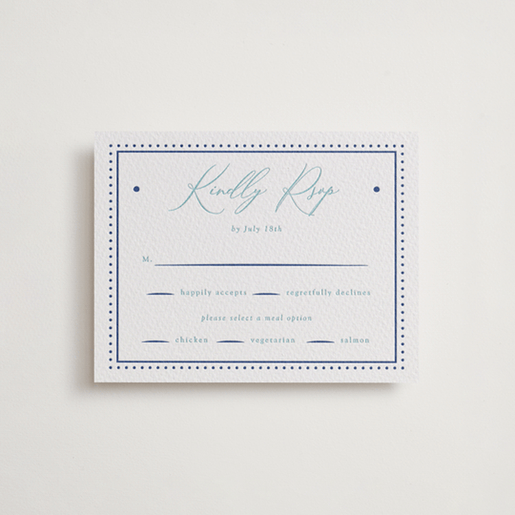 "Porcelain Garden" - Letterpress RSVP Cards in Lapis | Robin's Egg by Corinne Malesic - Front