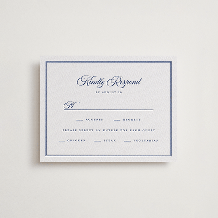 "Tiled" - Letterpress RSVP Cards in Lapis by Angela Garrick - Front